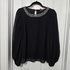 Elegant Vince Camuto Black Beaded Women's Top
